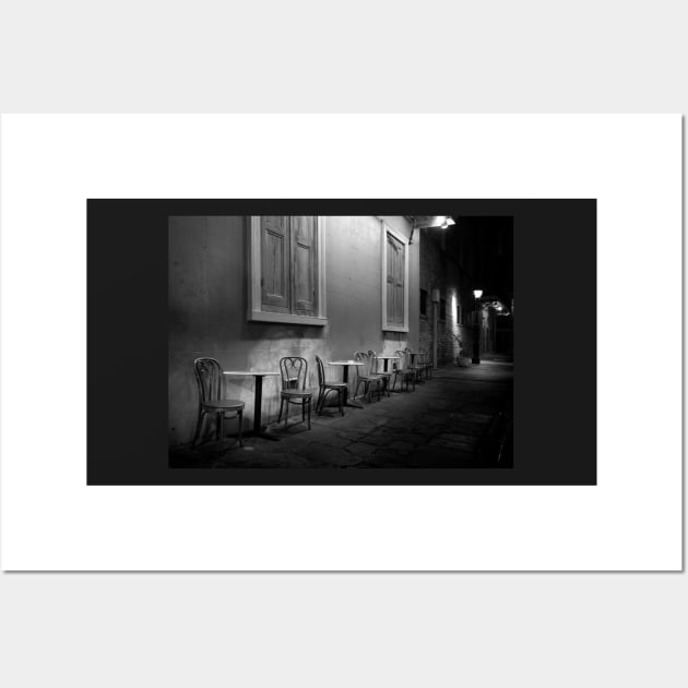 Cabildo Alley Tables In Black and White Wall Art by MountainTravel